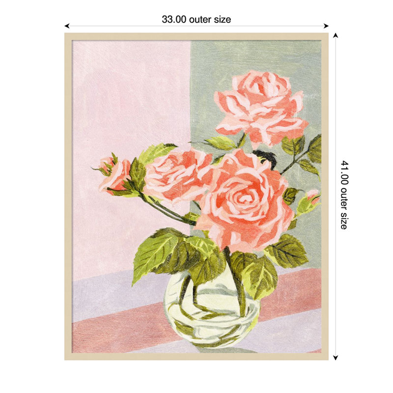 «Douces Roses I» par Melissa Wang, reproduction d'art murale en bois, H 41 po x l 33 po