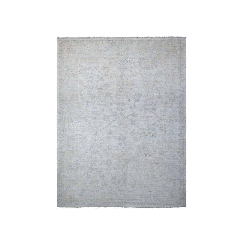 Tapis oriental noué à la main angora afghan 9 pi x 11 pi 8 po Titan