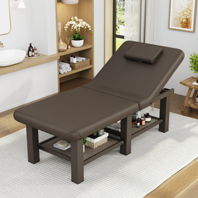 75" Professional Massage Bed with Adjustable Backrest, Physical Therapy Table, Tattoo Beauty Lash Spa Massage Bed, Folding Table With 6 Metal Legs