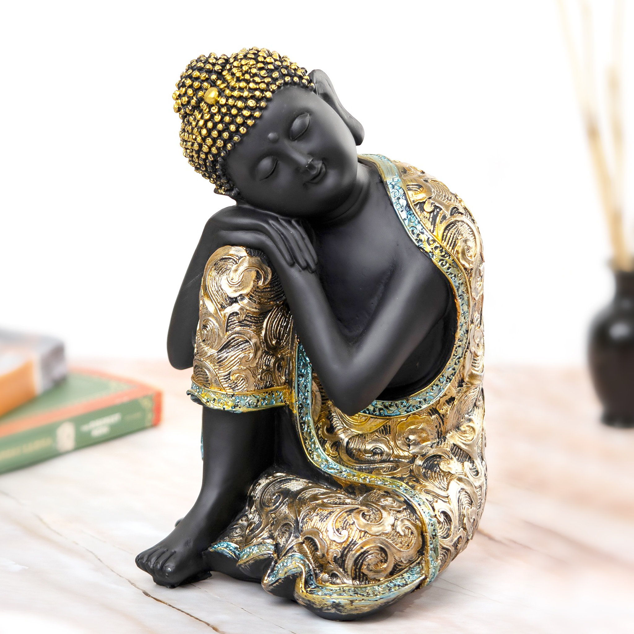 Buddha Statue Buddhism Home Office Decor Figurine Sculpture car dashboard  gift | eBay