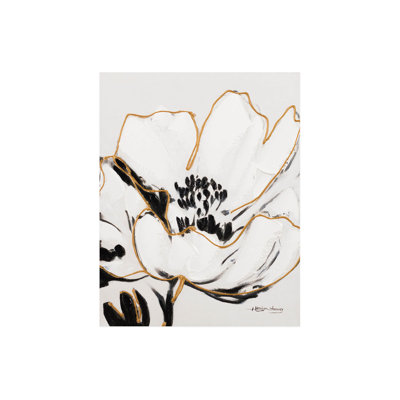 Hand -painted White Innocent Flower Acrylic Painting