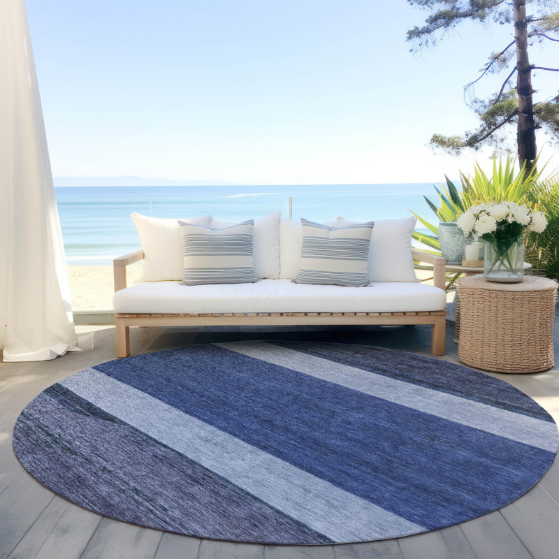 Chantissa Blue Washable Indoor-Outdoor Rug - LOOMLAN, 8' x 8'