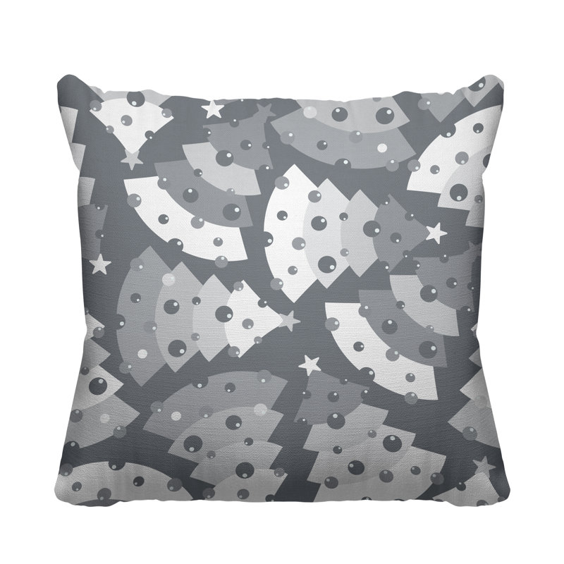 Coussin décoratif intérieur / extérieur Christmas Tree, 19 po x 19 po, gris, Carré