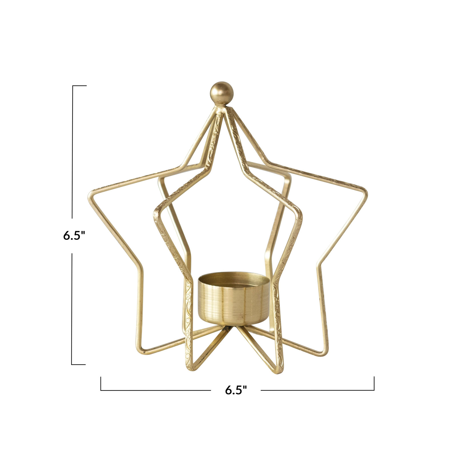 Large Metal Star Shaped Tealight Holder, 6.5" H x 6.5" W x 6.5" D