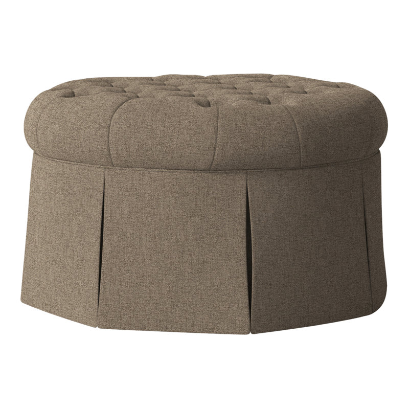 Repose-pieds cocktail capitonné rond 35 po Alma, Polyester écorce 8789