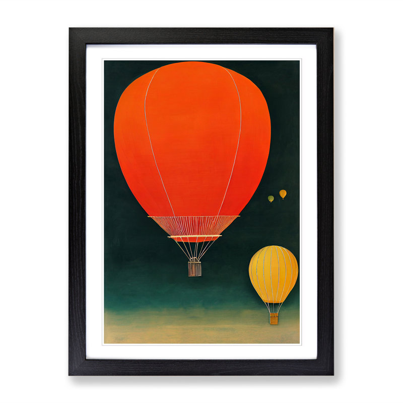 Andron Hot Air Balloons Retro 1 Piece Wall Art, 34cm H x 25cm W, Oak