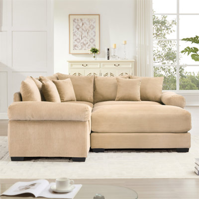 Canapé modulaire surdimensionné surdimensionné en nuage, canapé modulaire convertible avec accoudoirs très larges à assise profonde, 10 coussins décoratifs en velours côtelé de qualité supérieure, conception ergonomique, assemblage facile, pour les salons