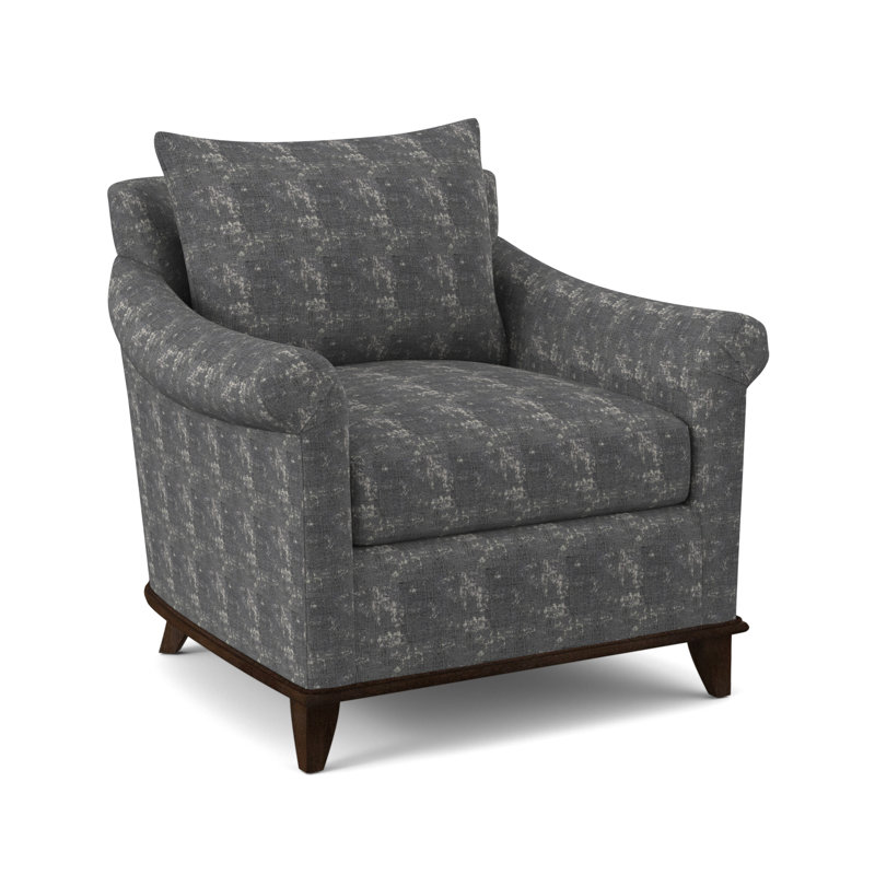 Drake Sunbrella® Armchair, Elise Flax, American Walnut