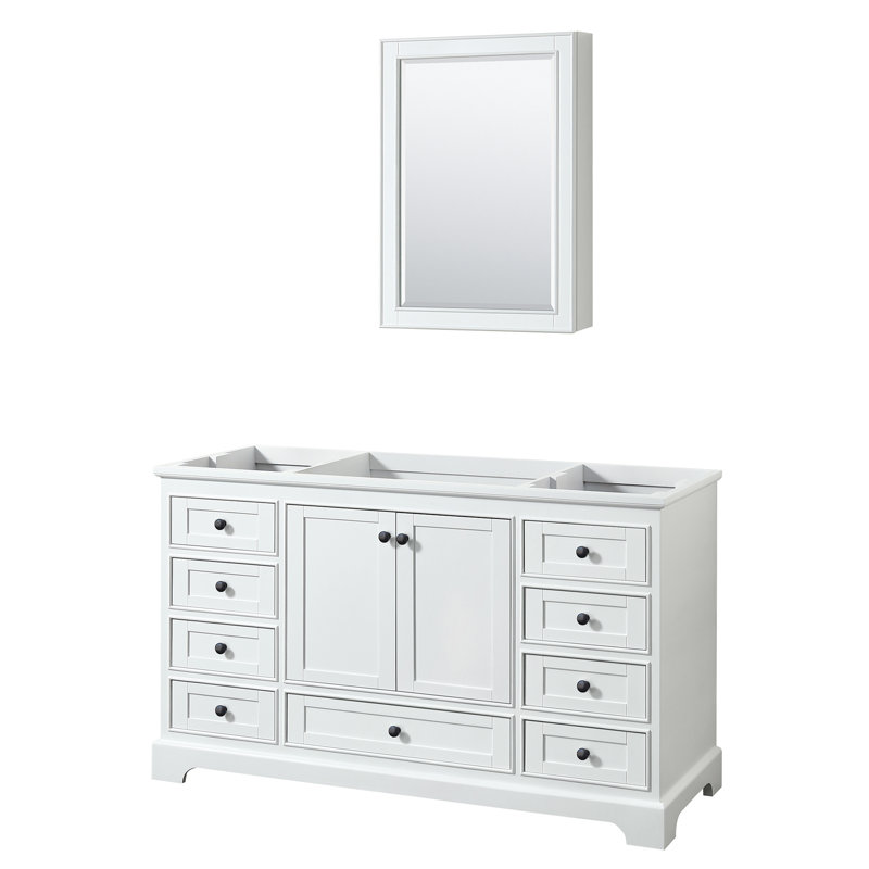 Base de meuble-lavabo simple Deborah, Blanc / noir mat