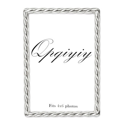 4x6 Picture Frame - Real Glass Silver Metal Frames - Unique Cute Rope Design