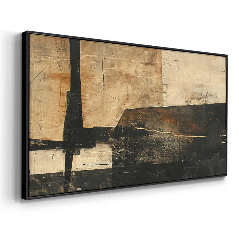 Abstrait, série CCLXV, toile tendue avec châssis, prête à être accrochée, Noir, H 21 po x l 41 po