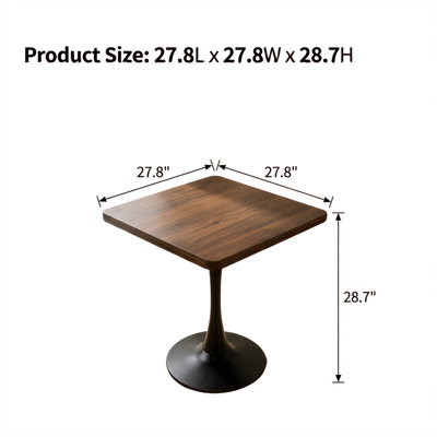 Compact Square Tulip Pedestal Dining Table with Thickened Edge Tabletop