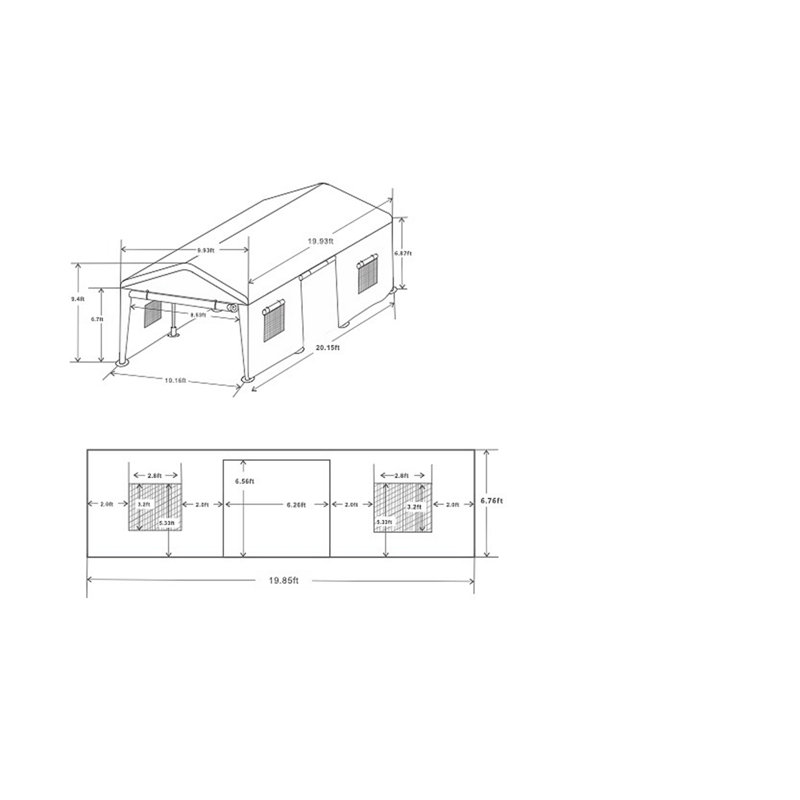 Abri d'auto 10 x 20 pi