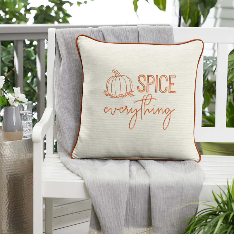 Embroidered Outdoor Reversible Throw Pillow
