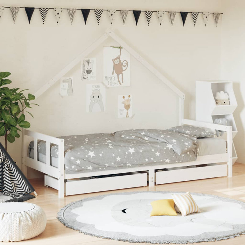 Styreman Standard House Beds with Storage Included, European Single (90 x 200cm), White