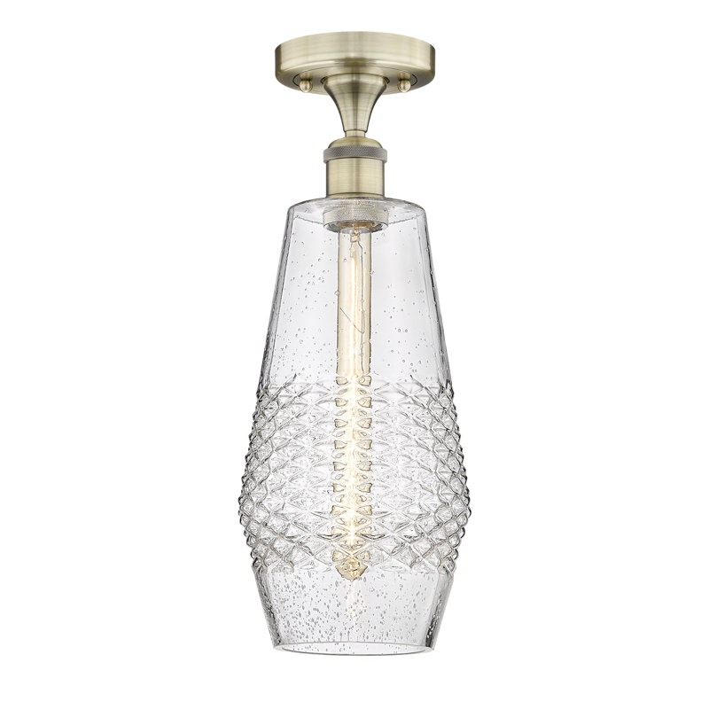 Plafonnier semi-encastré en verre Zhibek, Laiton antique