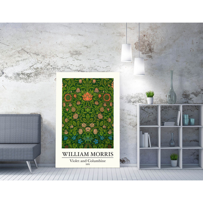 Violet and Columbine by William Morris Canvas Wall Art Print , 30.48cm H x 20.32cm W