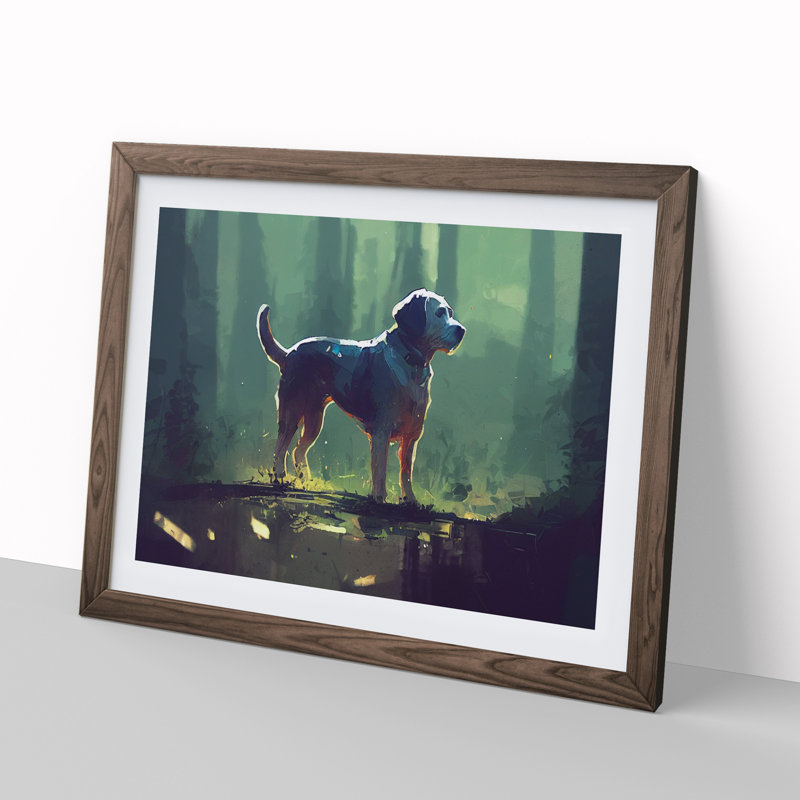 Dog Vol.2 Abstract - Single Picture Frame Painting, Walnut, 46cm H x 64cm W x 2cm D
