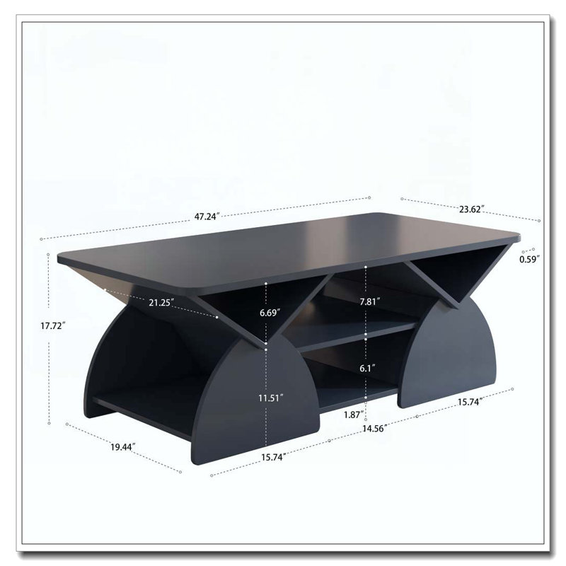 Rectangular Coffee Table For Living Room, Blue