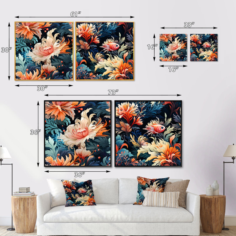 Pridgen - Ensemble de 2 collages carrés abstraits, H 16 po x l 33 po, Cadre flottant brun