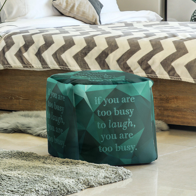 Upholstered Ottoman, Emerald Green, 13" H x 13" W x 13" D