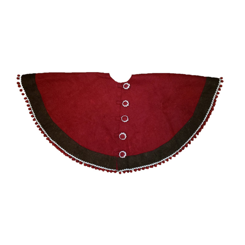 Gingerbread Tree Skirt In Hand Felted Wool Chocolate And Red