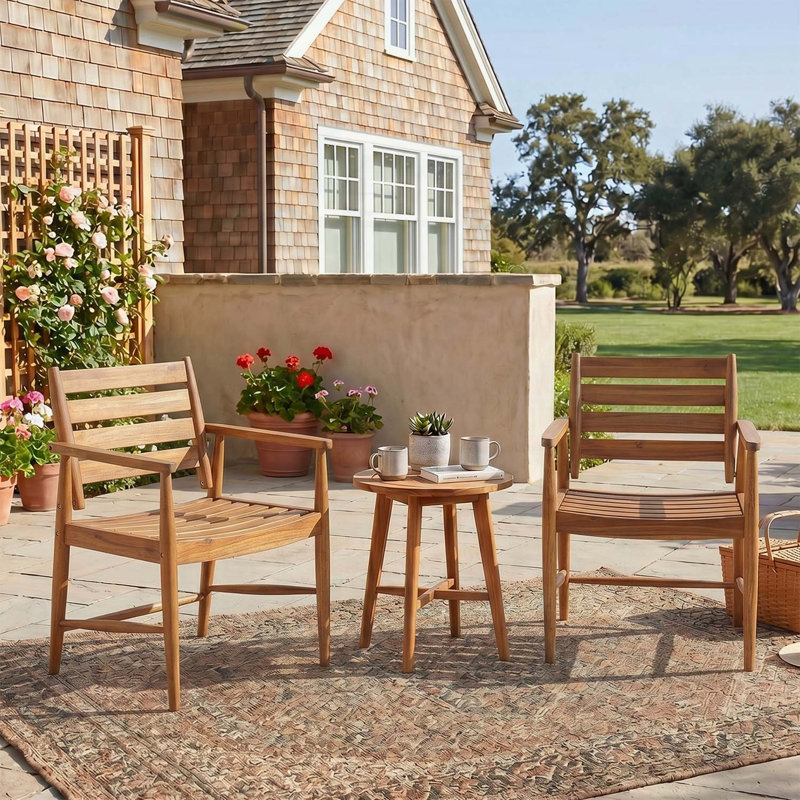 Chaise d'extérieur en bois d'acacia, ensemble de 2, durable et confortable pour le patio et le jardin