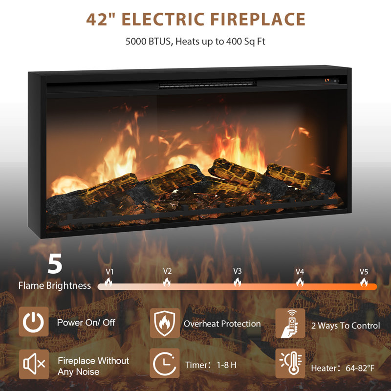 70" Fireplace TV Stand for TVs up to 80", Modern Farmhouse Entertainment Center with 42" Electric Fireplace Mantel, Concealed 3 Drawers Media Console with Adjustable Brightness & Low Noise