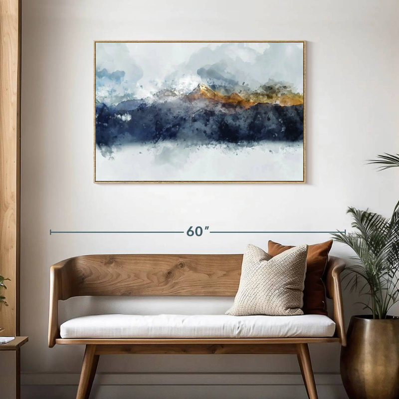 Montagnes de rêve, Cadre flottant en bois naturel, 43 po x 29 po