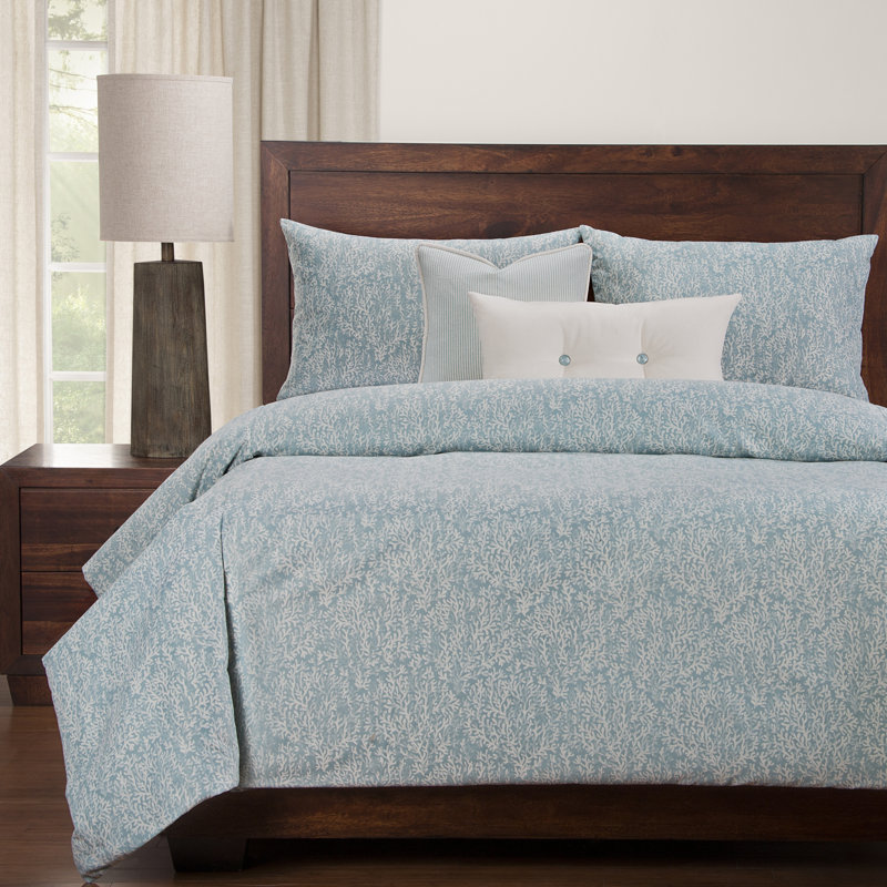 Liza Coastal Polyester Toile Duvet Cover, Twin