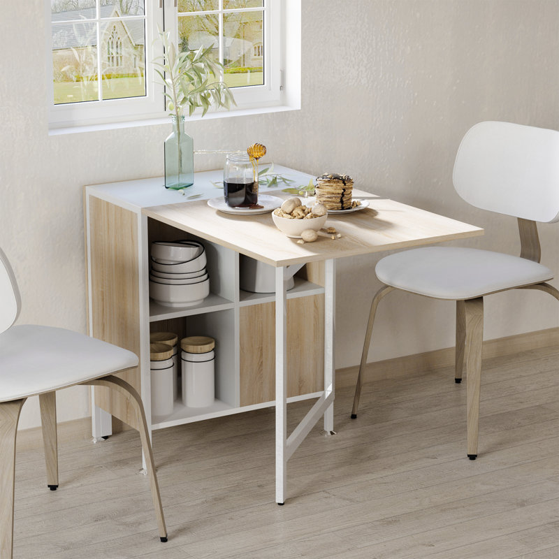 Alondra Folding Dining Table for 4 People 169 cm Drop Leaf Oak & White
