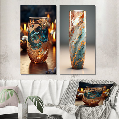 Ensemble de 2 verres décoratifs en verre Ocean Twilights