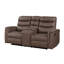 Canapé inclinable Meloni Glider deux places, console et supports, tissu brun-135371845