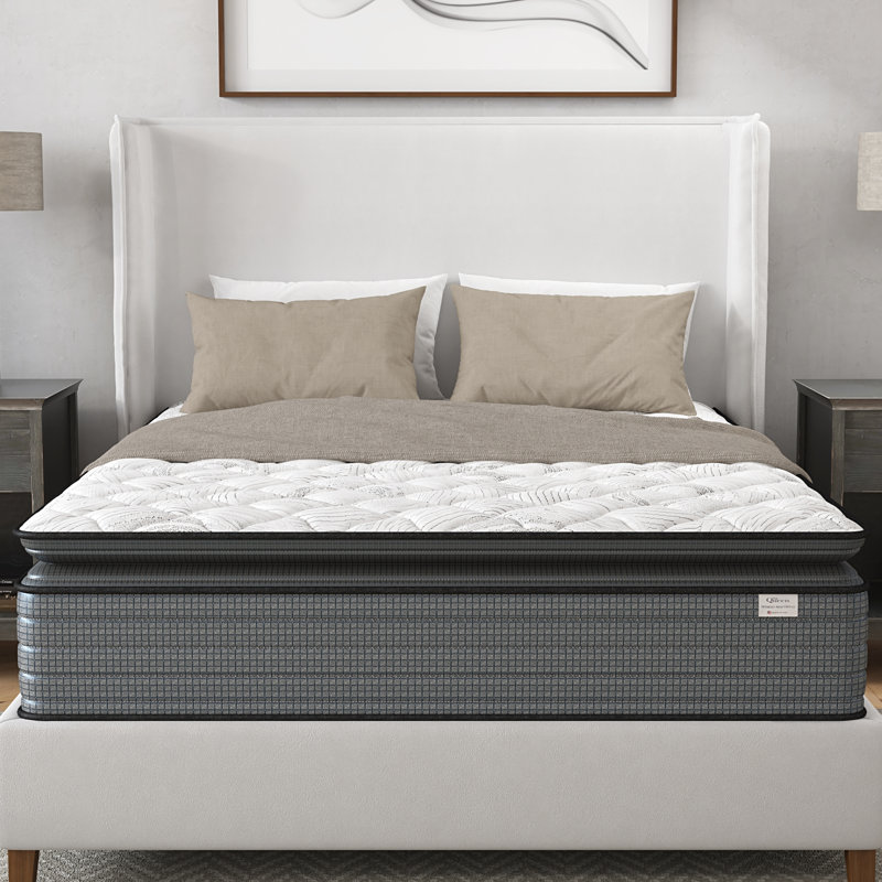 Matelas simple de 14 po, plateau-coussin, relief, transfert de mouvement faible, eau, style gris et blanc, rembourrage en mousse à mémoire de forme, conception à ressorts, - États-Unis, résistance de lit réglable, abat-jour, bourre, base