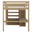 Lit mezzanine double en bois avec bureau, lit robuste avec garde-robe intégré, tablettes de rangement et tiroirs-341298700