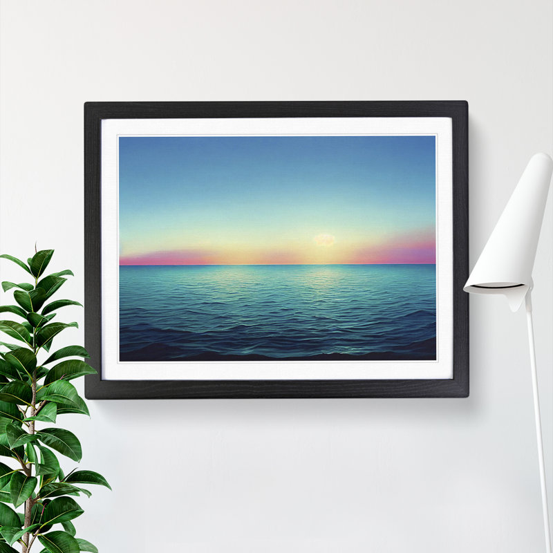 XH1022-7575X Rose Sky Above The Ocean Vol.3 - Single Picture Frame Painting, 46cm H x 64cm W x 2cm D, Black 