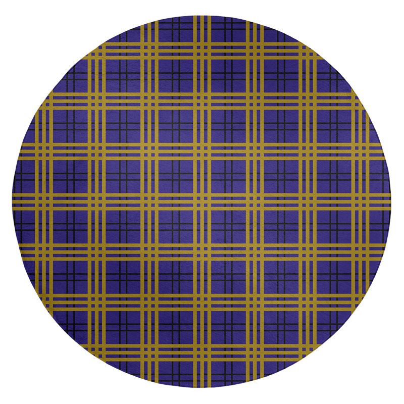 Plaid Indoor Rug, Round 5'