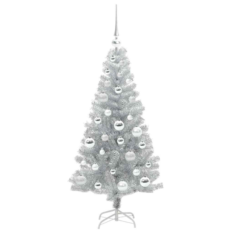 vidaXL Christmas Tree with 300 LEDs with Stand Silver PET, 3.94 ft