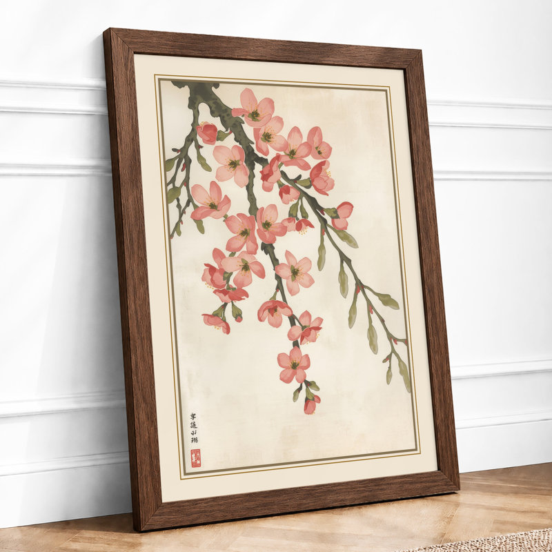 Blossoms in Bloom Japandi - Framed Print, A1 - 84.1 x 59.4 cm, Walnut