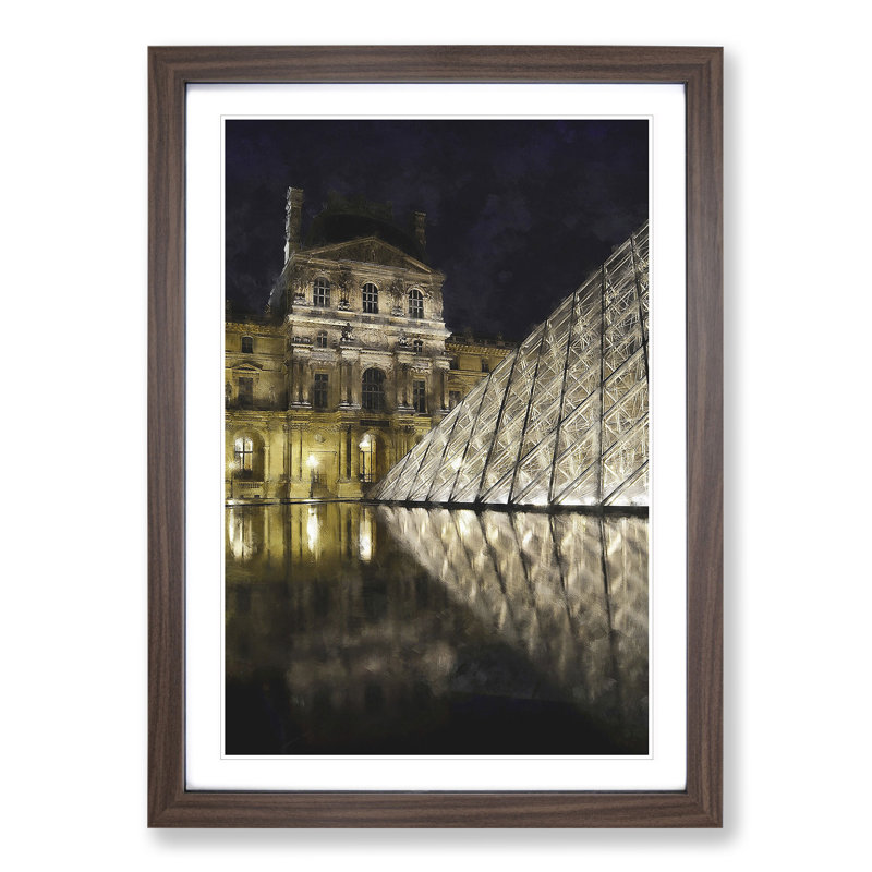 The Louvre in Paris Vol.1 Painting - Picture Frame Graphic Art, 36cm H x 27cm W x 2cm D, Walnut