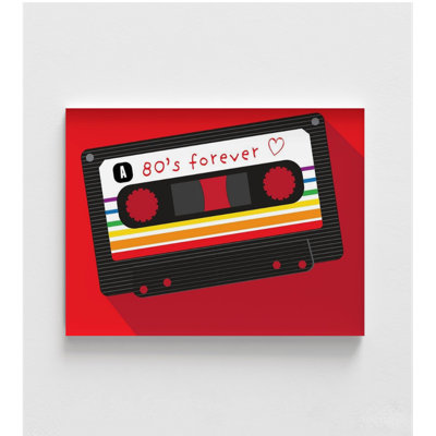Adalheid Retro 80S By Jen Bucheli, Retro Cassette Tapes Poster Print, Music Store Wall Art, Framed Red Music Studio Entryway Wall Art