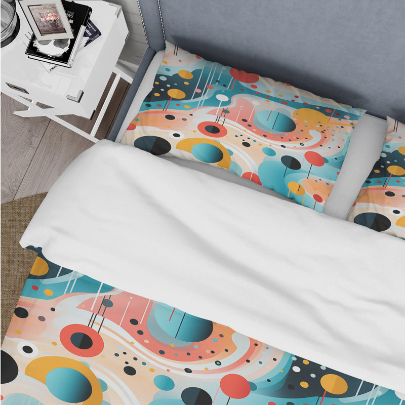Ensemble de housse de couette à pois Futurist Polka Nexus, Housse de couette pour très grand lit et 2 très
