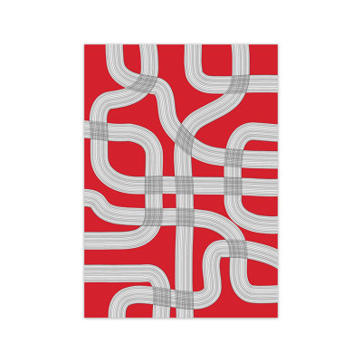 Red Black And White Abstract - Print