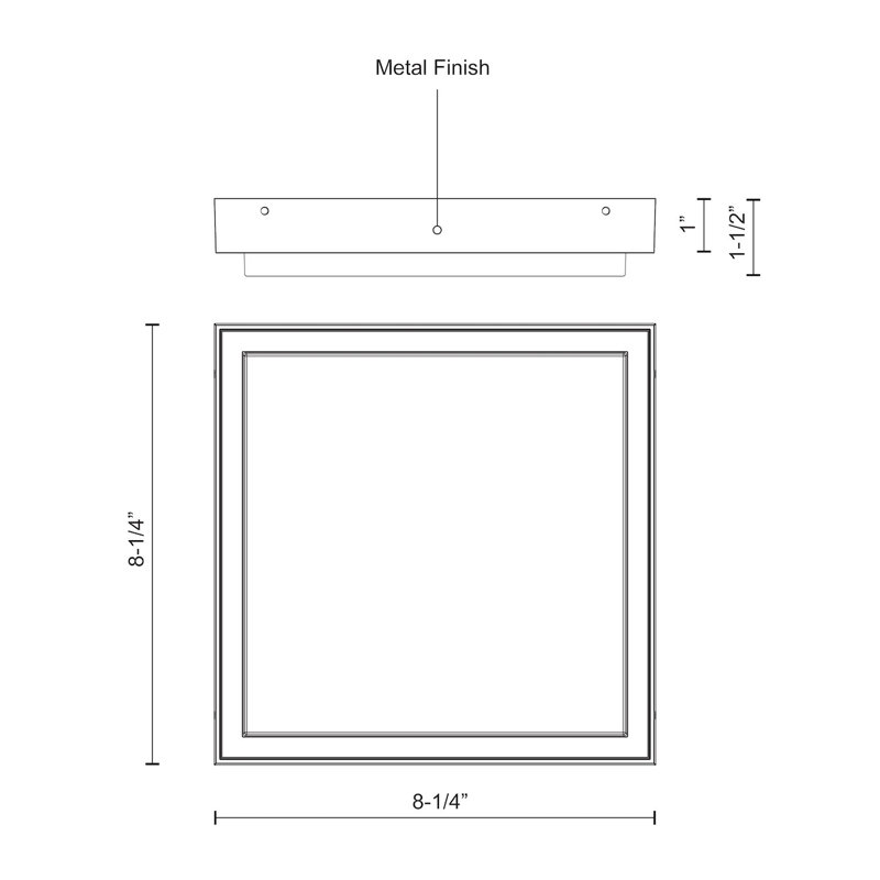 Ridge LED Outdoor Flush Mount, Gray, 1.5" H x 8.25" W x 8.25" D