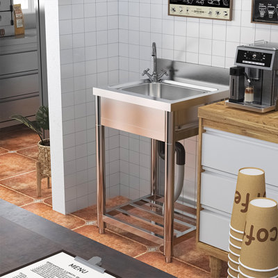 Borough Wharf 50 mm W Single Bowl Stainless Steel Flush Kitchen Sink