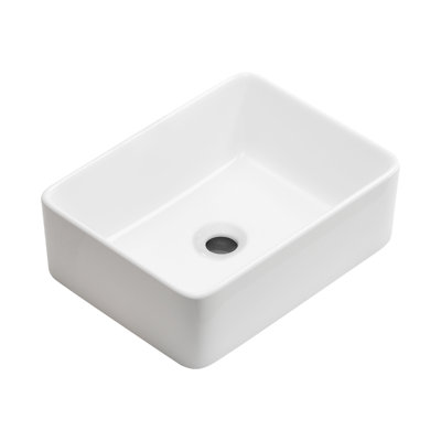 Lavabo vasque en céramique 16 po x 12 po - Lavabo de comptoir blanc, meuble-lavabo élégant