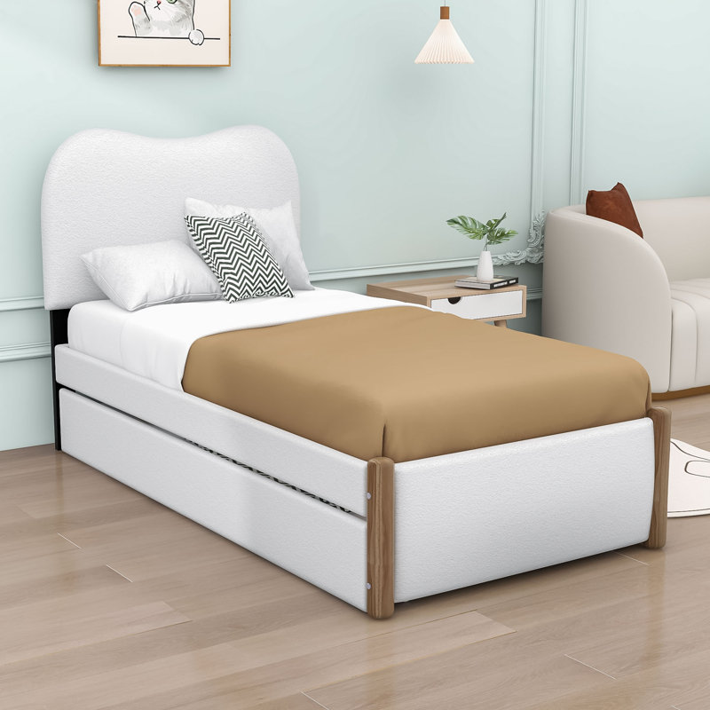 Lit plateforme tapissier Ileana, Simple, Blanc