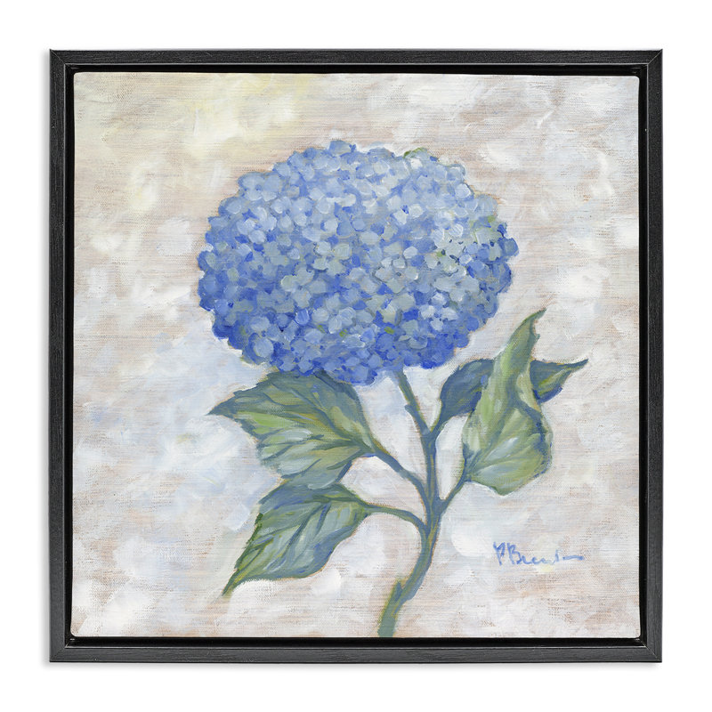 Cadre flottant traditionnel avec des hortensias bleus traditionnels, design par Paul Brent, H 18 po x l 18 po
