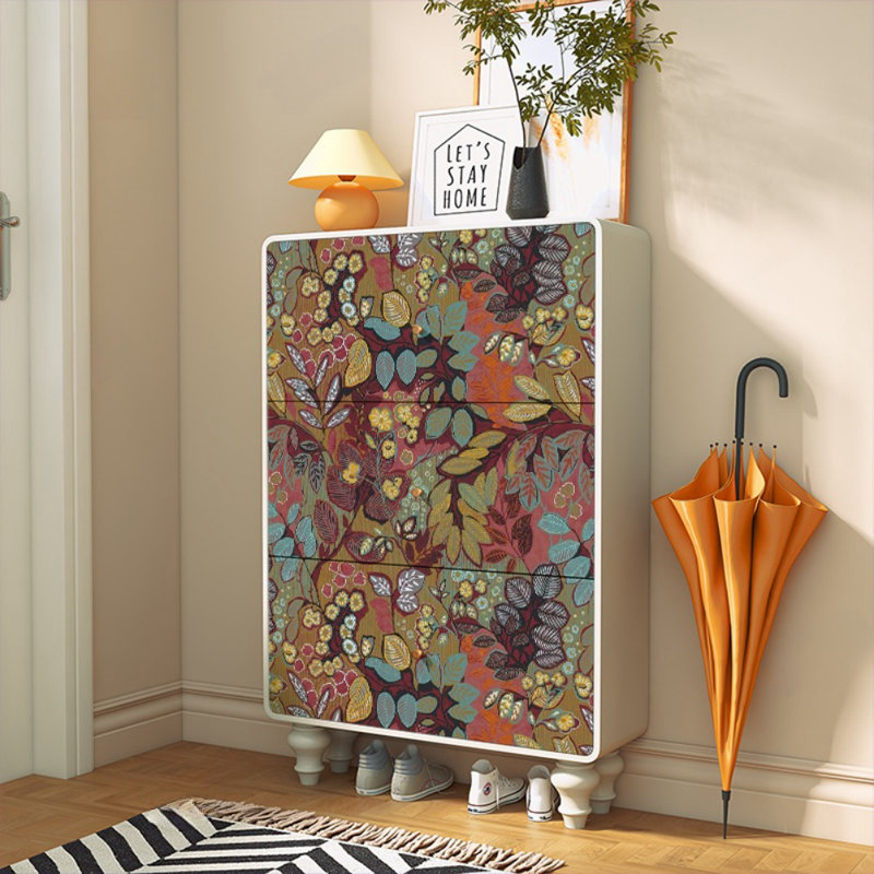 Tenie Solid Wood Accent Cabinet, White/Green/Brown