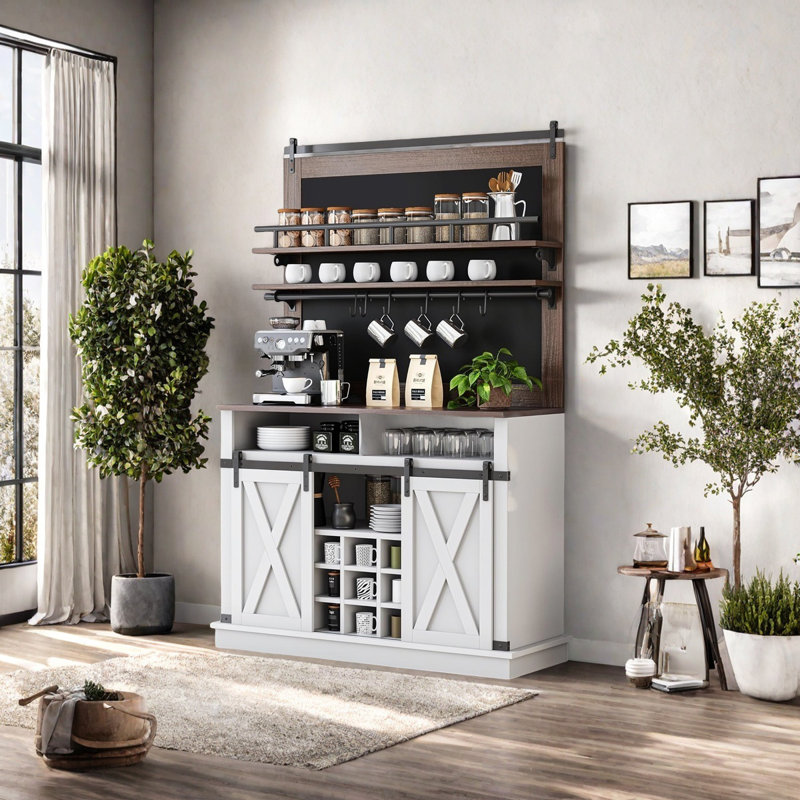111.8cm Bar Cabinet, Brown/White